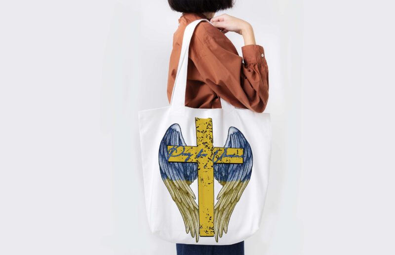 Cross Wings Pray For Ukraine Tshirt Design