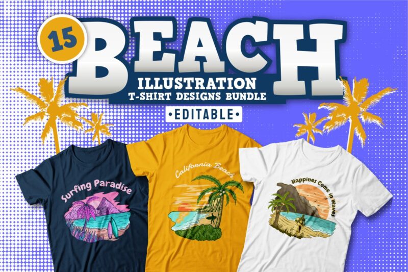 beach illustration t-shirt design