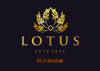 Gold lotus luxury logo elegant t shirt design template