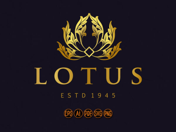 Gold lotus luxury logo elegant t shirt design template