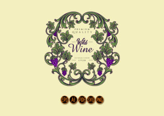 Luxury vintage wine floral label t shirt vector graphic