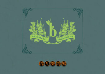 Elegant Botanical Logo with luxury frame vintage vector clipart