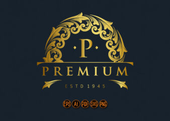 Elegant luxury gold badge logo svg vector clipart