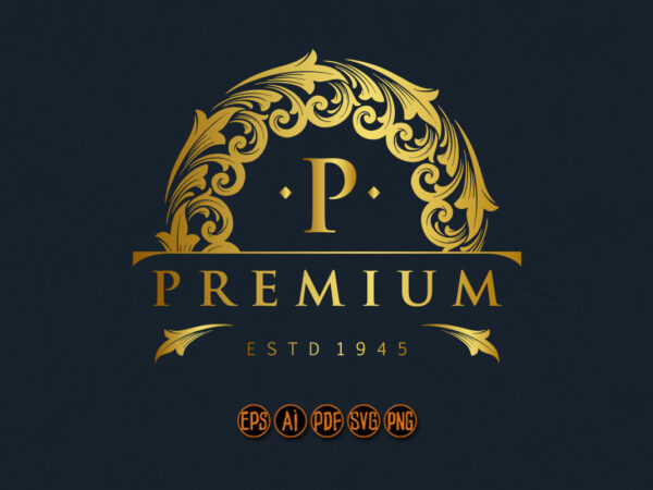 Elegant luxury gold badge logo svg vector clipart