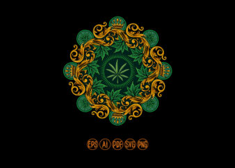 Classic crown luxury weed leaf mandala ornament