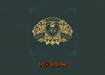 Classic flourish wedding emblem invitations