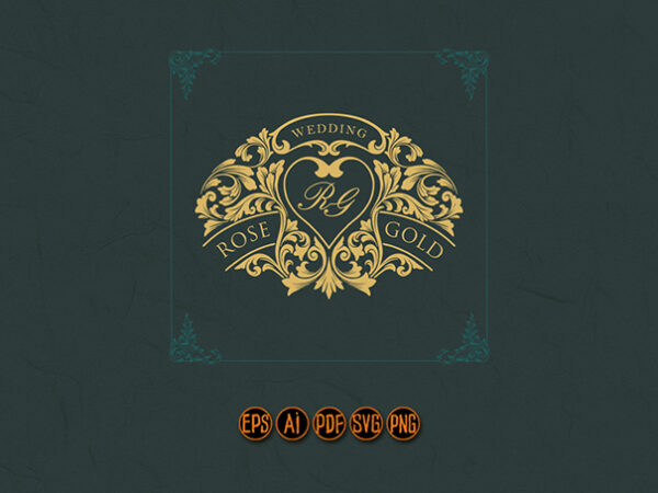 Classic flourish wedding emblem invitations t shirt vector file