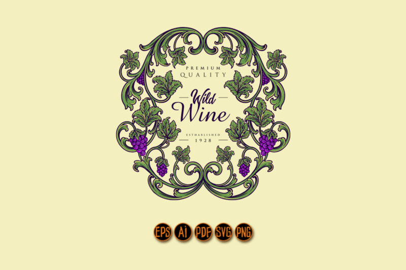 Luxury vintage wine floral label