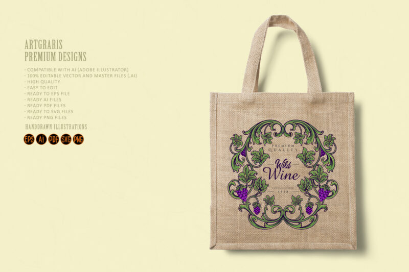 Luxury vintage wine floral label