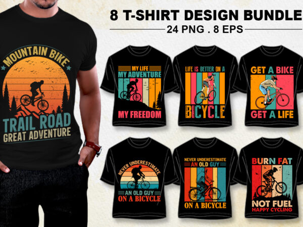 Bicycle cycling lover t-shirt design bundle png eps