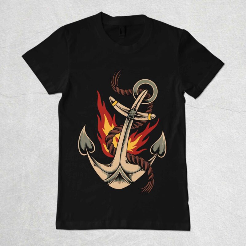 Burning anchor t-shirt design
