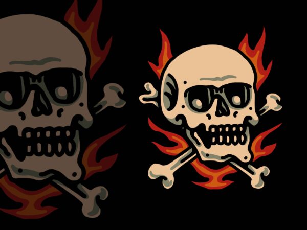 Burning skull t-shirt design