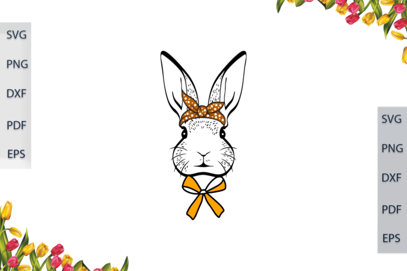 Easter Day With Rabbit Wearing Polka Dot Bow Gift Ideas Diy Crafts Svg Files For Cricut, Silhouette Sublimation Files, Cameo Htv Files