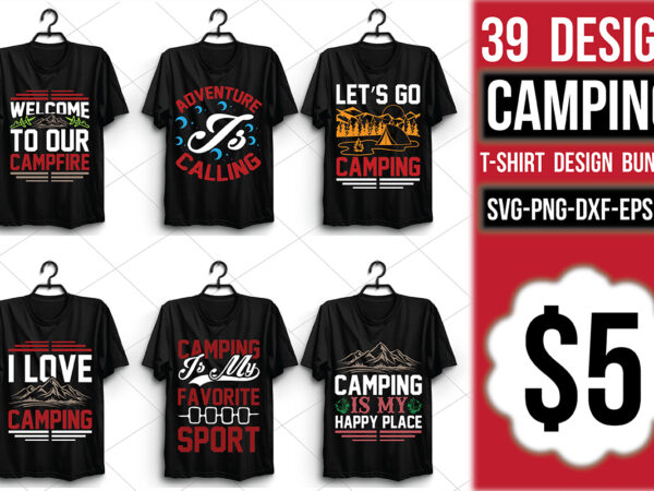 Camping t-shirt design bundle