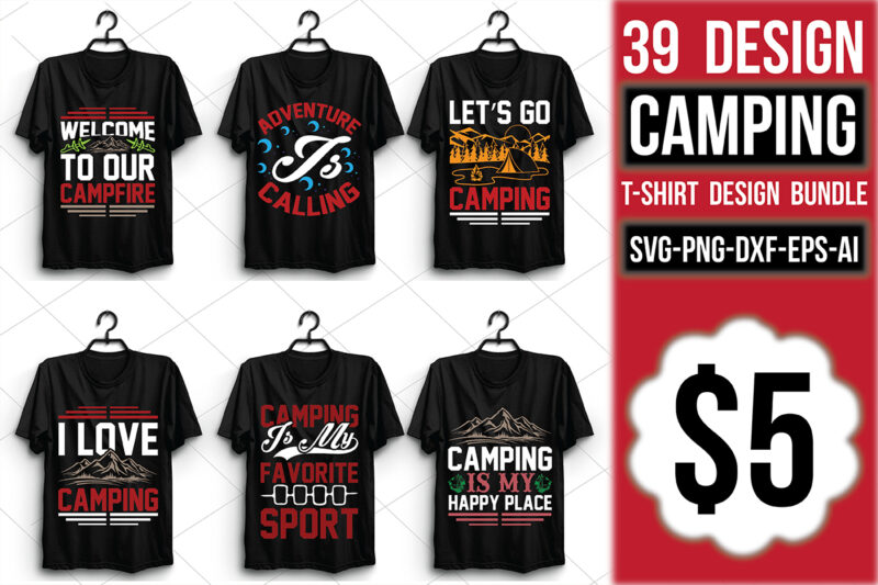Camping T-shirt Design Bundle