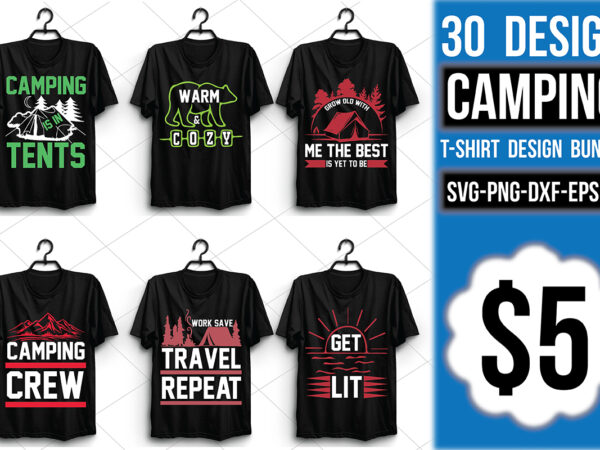 Camping t-shirt design bundle