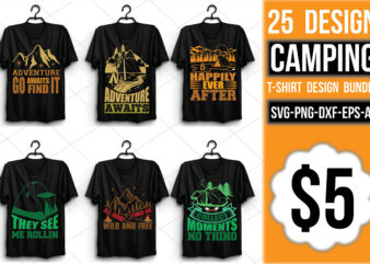 Camping T-shirt Design Bundle