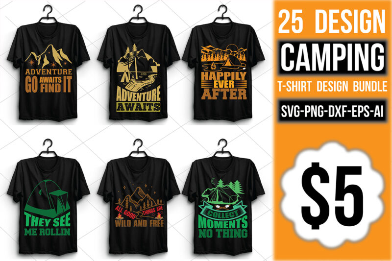 Camping T-shirt Design Bundle