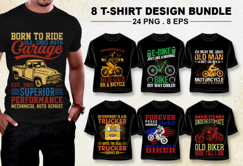 Car Bike Lover T-Shirt Design Bundle PNG EPS