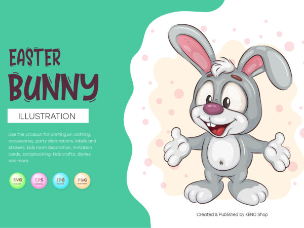 Cartoon easter bunny. t-shirt, png, svg.