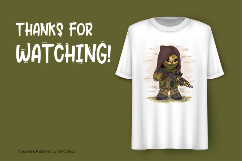 Cartoon War Ghost. T-Shirt, PNG, SVG.