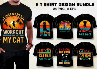 Cat Lover T-Shirt Design Bundle PNG EPS.
