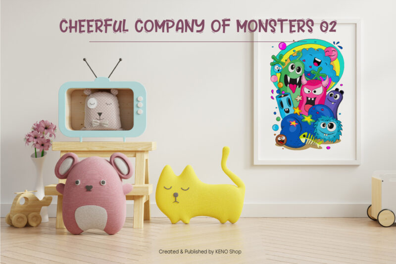 Cheerful Company of Monsters_02. T-Shirt, PNG, SVG.