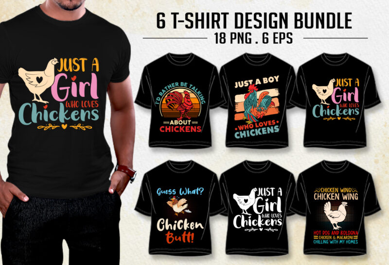 Chicken Lover T-Shirt Design Bundle