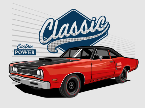 Classic red car illustration t shirt vector file Classic red car illustration t shirt vector file