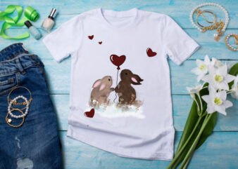 Bunny love t-shirt design illustration png