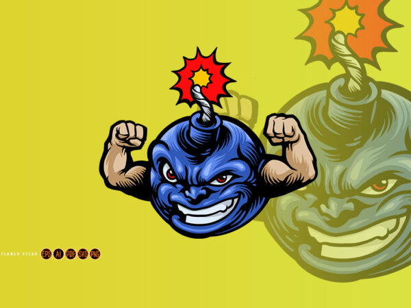 The strongest bomb mascot cartoon style t shirt designs for sale