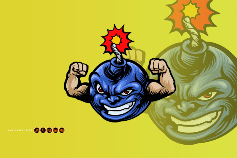 The Strongest Bomb Mascot Cartoon Style