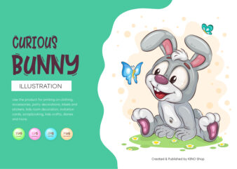 Curious Easter Bunny. T-Shirt, PNG, SVG.