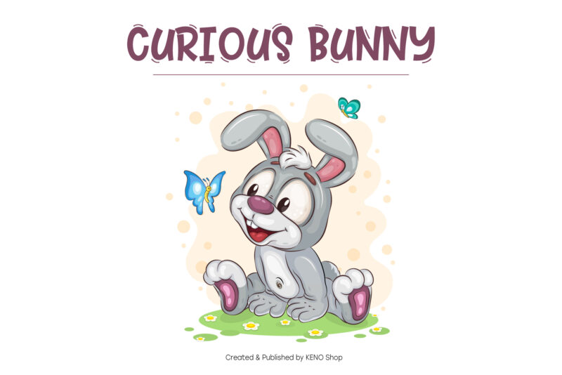 Set of Cartoon Bunny Image_03. T-Shirt.