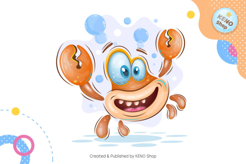 Cute Cartoon Crab. T-Shirt, PNG, SVG.