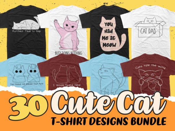 Cute cat t-shirt designs bundle, funny cat t shirt design, funny cat quotes and slogans bundles
