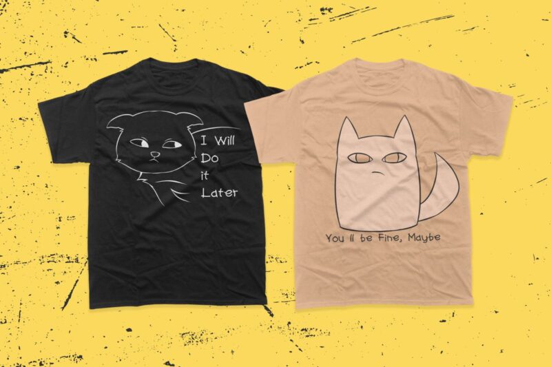 Cute cat t-shirt designs bundle, Funny cat t shirt design, Funny cat quotes and slogans bundles