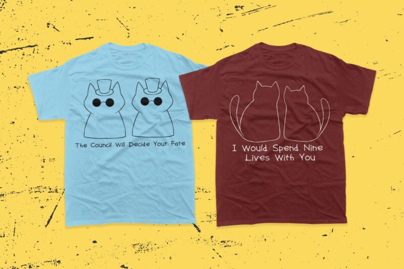 Cute cat t-shirt designs bundle, Funny cat t shirt design, Funny cat quotes and slogans bundles