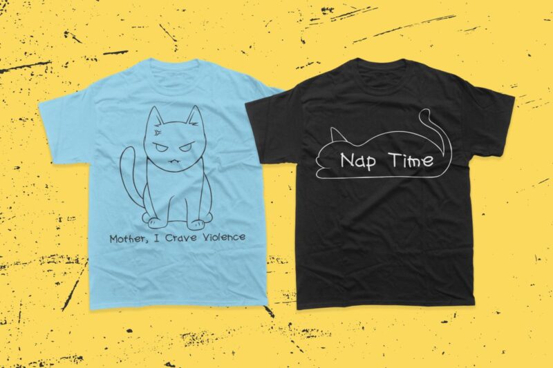 Cute cat t-shirt designs bundle, Funny cat t shirt design, Funny cat quotes and slogans bundles