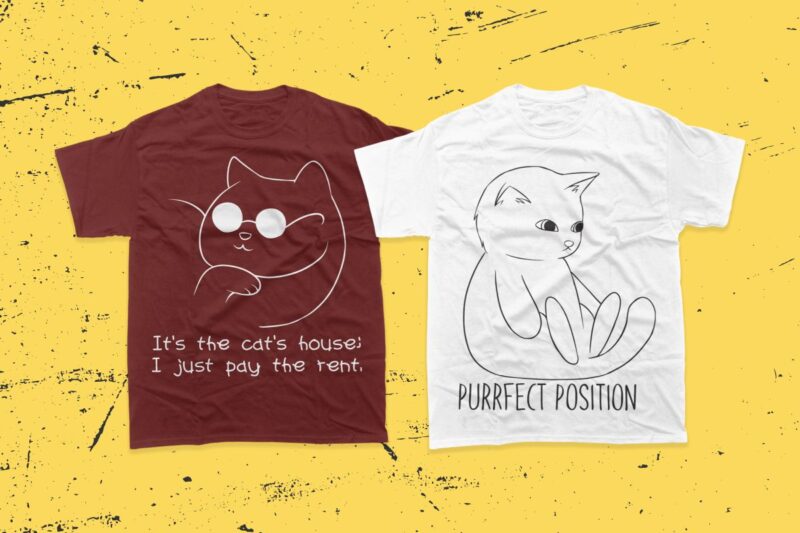 Cute cat t-shirt designs bundle, Funny cat t shirt design, Funny cat quotes and slogans bundles