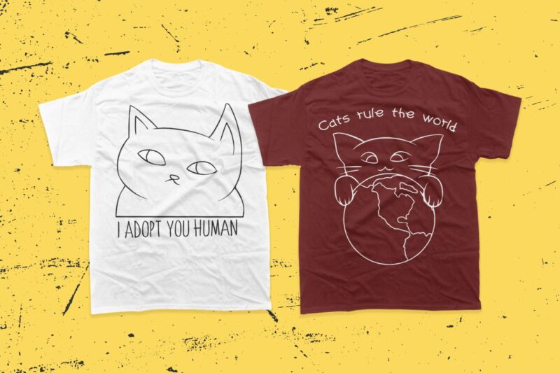 Cute cat t-shirt designs bundle, Funny cat t shirt design, Funny cat quotes and slogans bundles