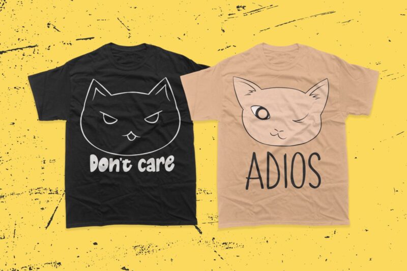 Cute cat t-shirt designs bundle, Funny cat t shirt design, Funny cat quotes and slogans bundles