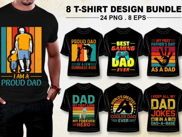 Dad papa father’s day t-shirt design bundle png eps