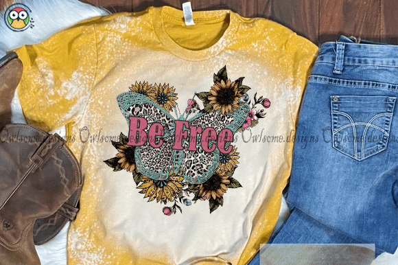 Be Free Retro Butterfly T-shirt Design