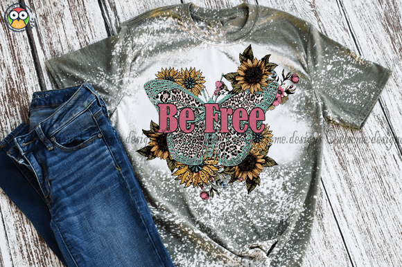 Be Free Retro Butterfly T-shirt Design