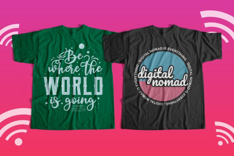 Digital nomad t-shirt designs bundle, Work hard anywhere, Van Life, Adventure, Traveler
