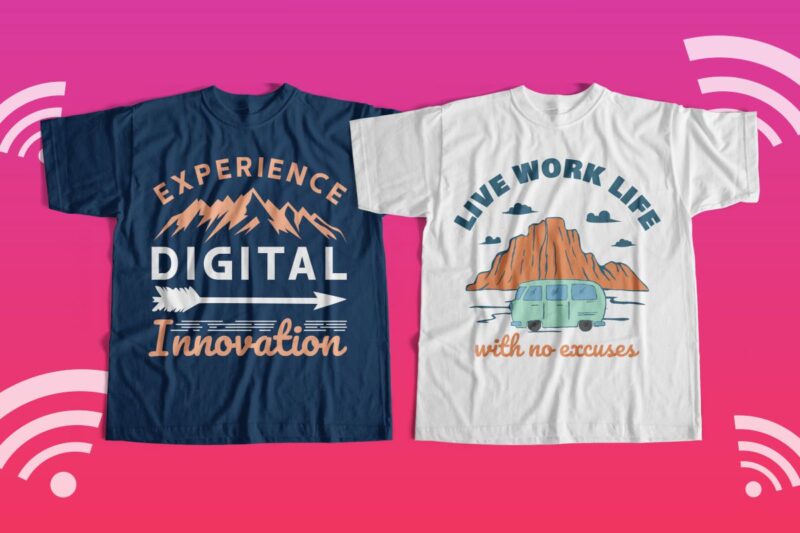 Digital nomad t-shirt designs bundle, Work hard anywhere, Van Life, Adventure, Traveler