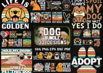 30 Dog t shirt design bundle, dog svg t shirt, dog shirt, dog svg shirts, dog bundle, dog bundle designs, dog lettering svg bundle, dog breed t shirt, dog svg