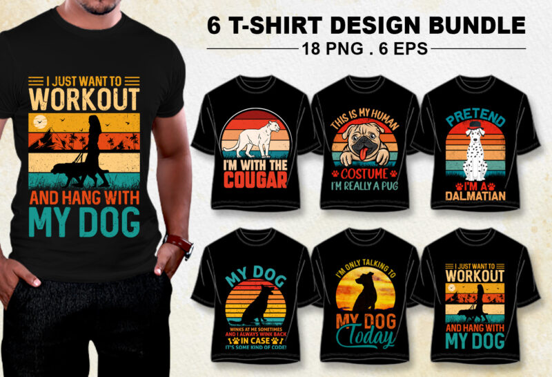Dog Lover T-Shirt Design Bundle PNG EPS