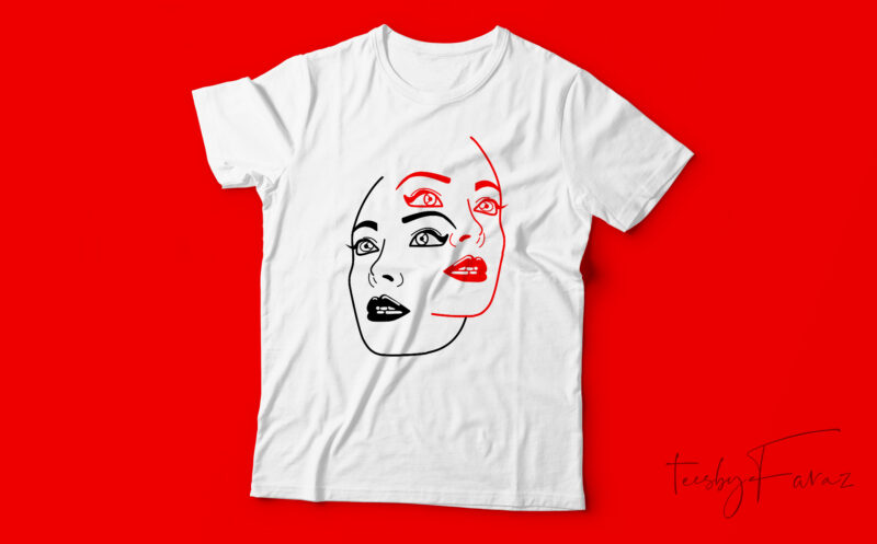 Pack of 25 women face Art t shirt designs ready to print